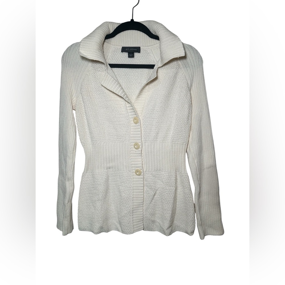 St. John Ivory Knit Cardigan